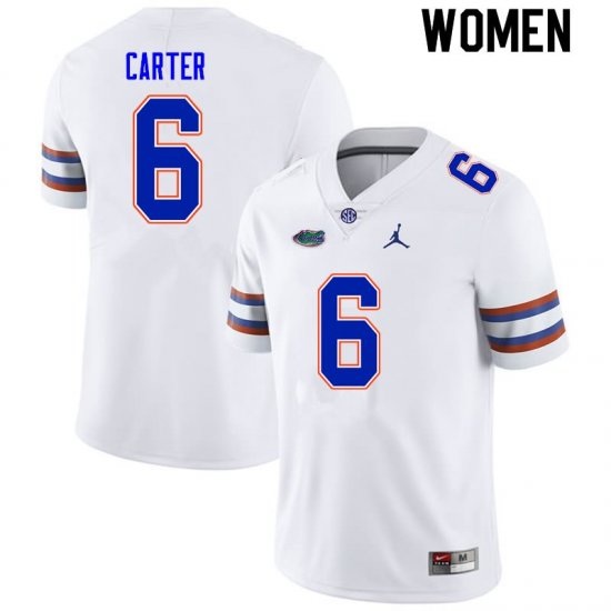 Women's Florida Gators #6 Zachary Carter NCAA Nike White Authentic Stitched College Football Jersey LVZ7862GF